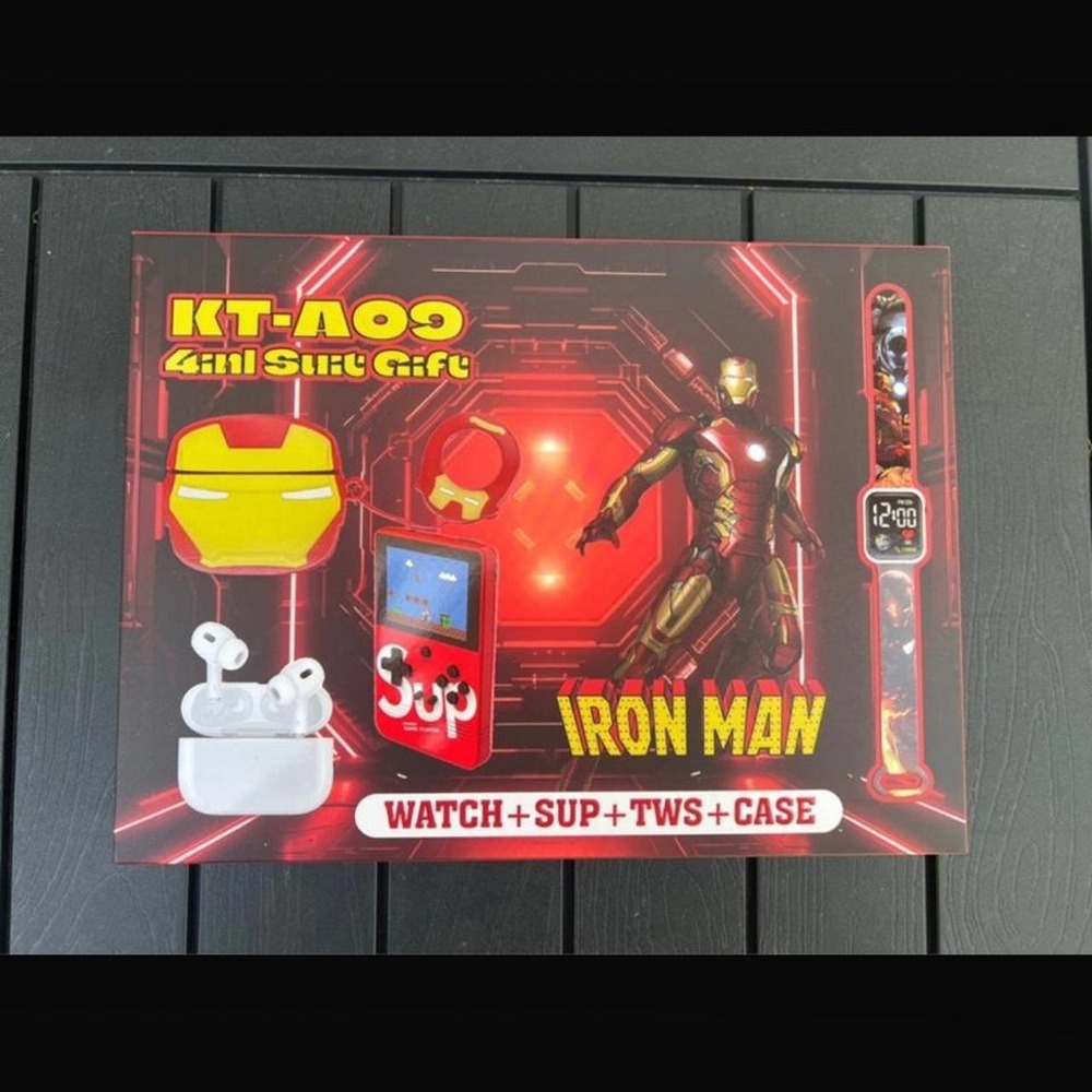 Marvel Iron Man KT-A09 4-in-1 Gift Set Watch Sup Game TWS Earbuds Case NEW